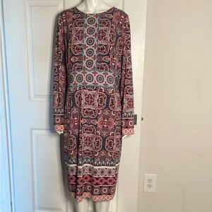 White House Black Market floral Long Sleeve Midi Dress
